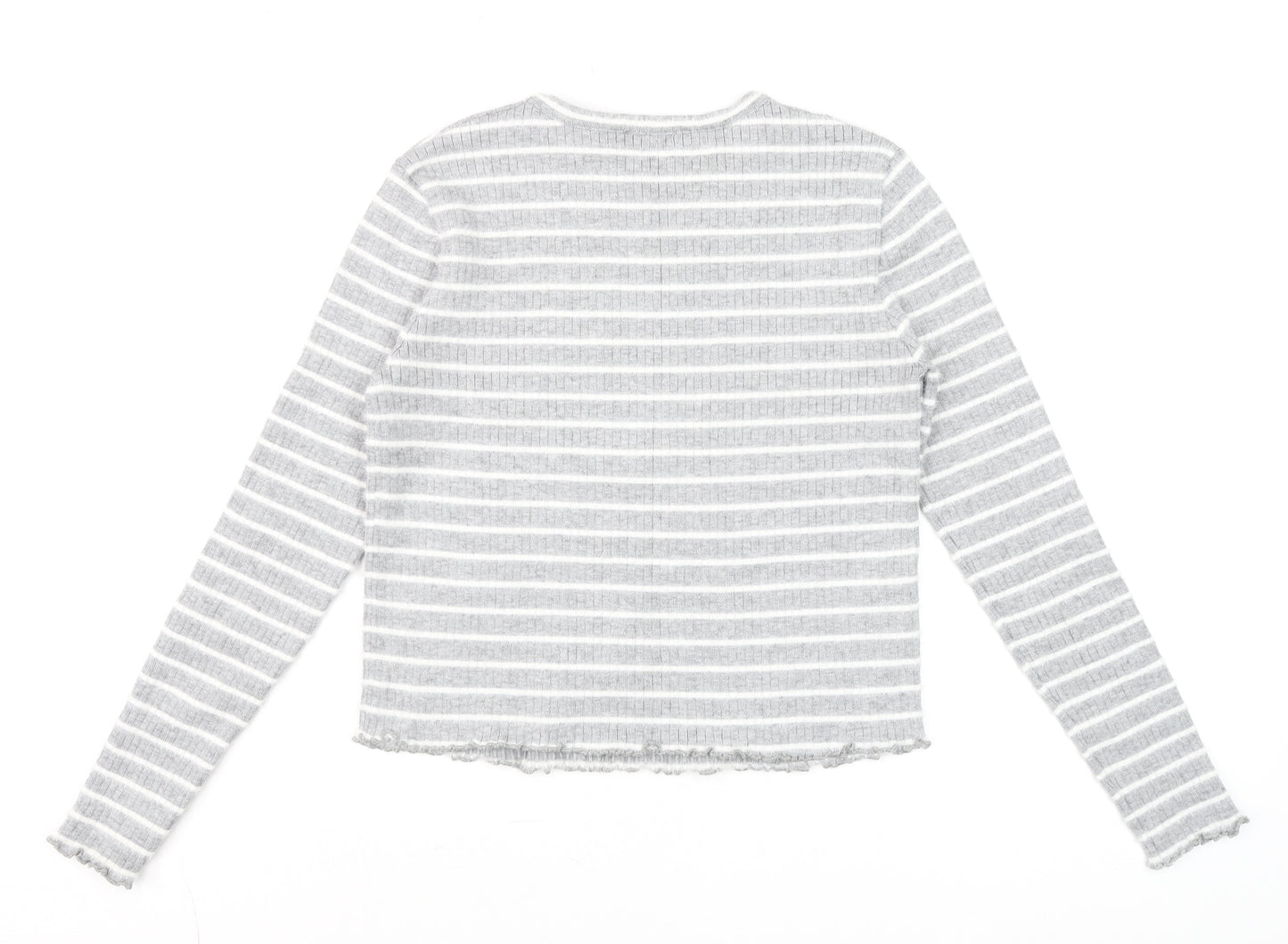 Savida Women Grey Striped Long Sleeve Knit Top Size 14