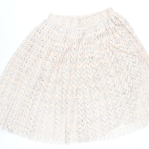 Next Women’s Beige Lace Pleated A-Line Skirt Size 8 Formal