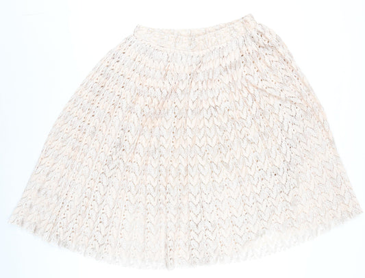 Next Women’s Beige Lace Pleated A-Line Skirt Size 8 Formal