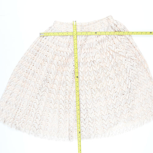 Next Women’s Beige Lace Pleated A-Line Skirt Size 8 Formal