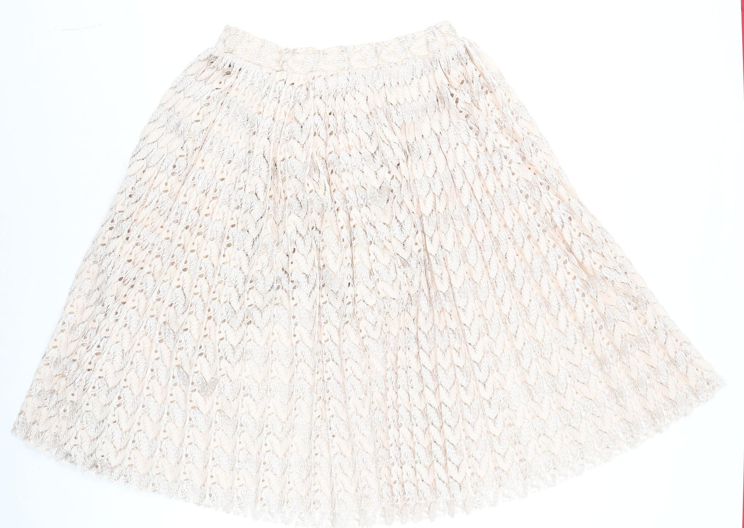 Next Women’s Beige Lace Pleated A-Line Skirt Size 8 Formal