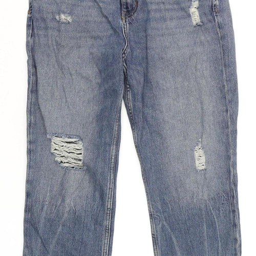 Jack Wills Women's Blue Girlfriend Distressed Jeans Size 10