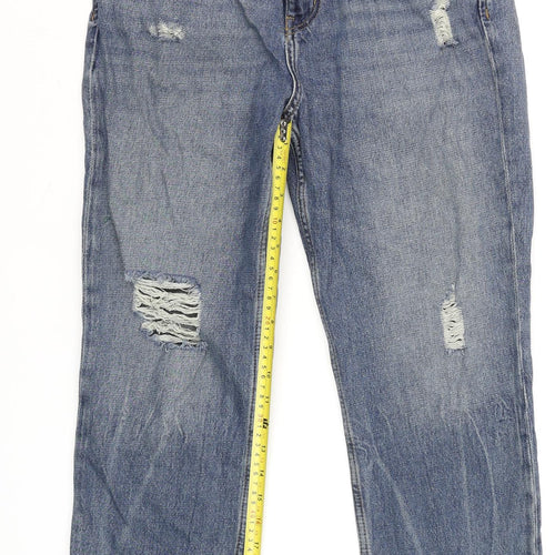 Jack Wills Women's Blue Girlfriend Distressed Jeans Size 10