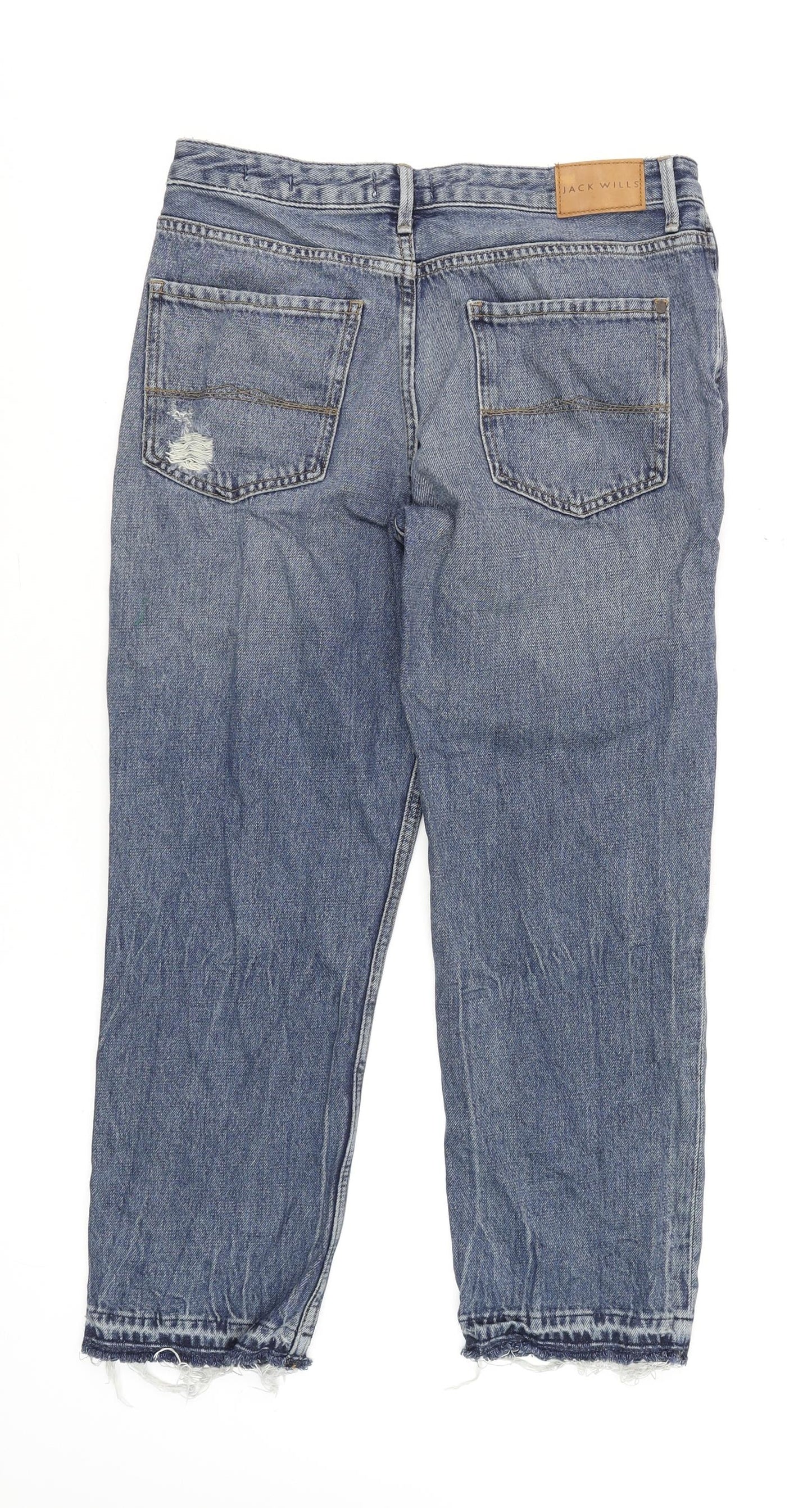 Jack Wills Women's Blue Girlfriend Distressed Jeans Size 10