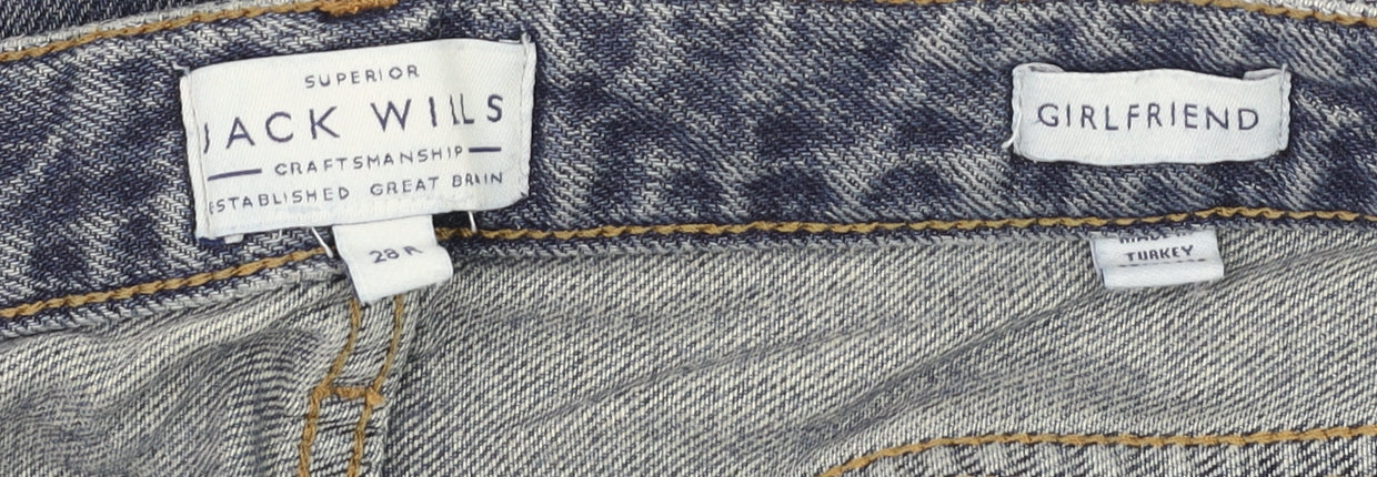 Jack Wills Women's Blue Girlfriend Distressed Jeans Size 10