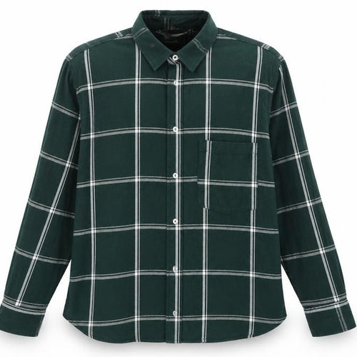 H&M Men's Green Checked Long Sleeve Button-Up Casual Shirt Size M