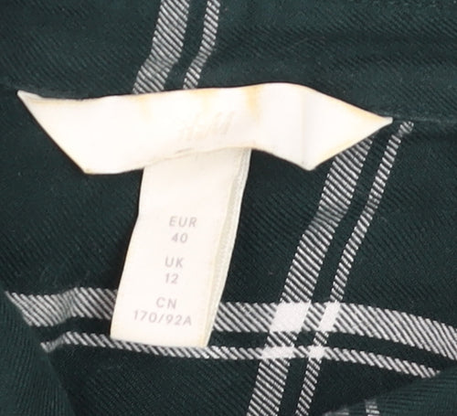 H&M Men's Green Checked Long Sleeve Button-Up Casual Shirt Size M