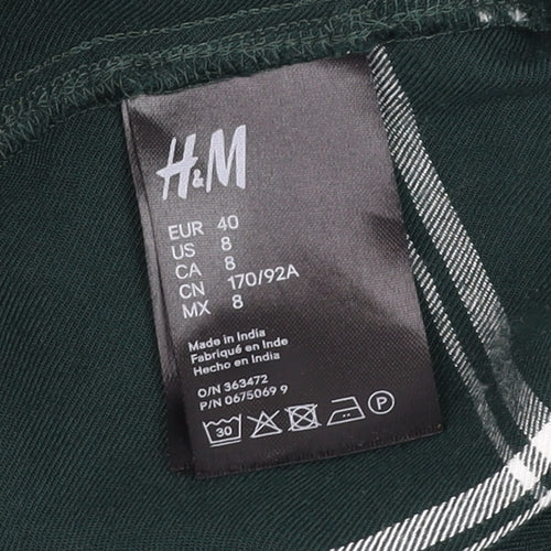 H&M Men's Green Checked Long Sleeve Button-Up Casual Shirt Size M