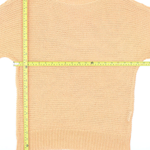 Vero Moda Women Beige XL Knit Short Sleeve Boat Neck Top