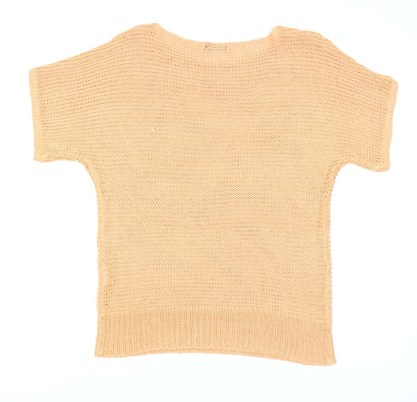 Vero Moda Women Beige XL Knit Short Sleeve Boat Neck Top