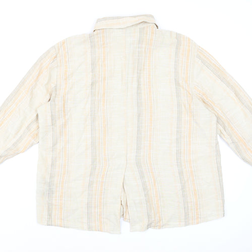 H&M Divided Men's Beige Striped Linen Blend Long Sleeve Button-Up Shirt M