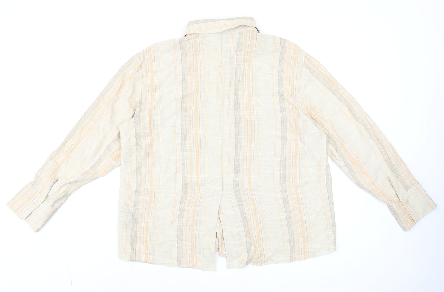 H&M Divided Men's Beige Striped Linen Blend Long Sleeve Button-Up Shirt M