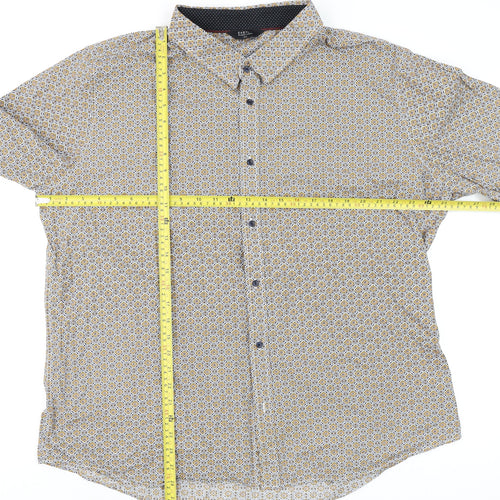 Easy Black Label Men's Beige 3XL Geometric Cotton Long Sleeve Shirt