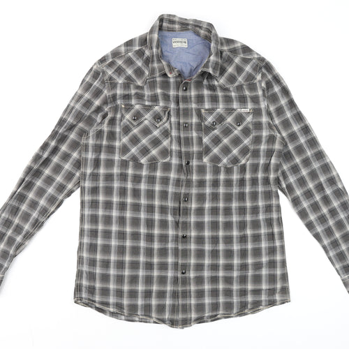 Jack & Jones Vintage Mens Black Check Cotton Long Sleeve Shirt XL