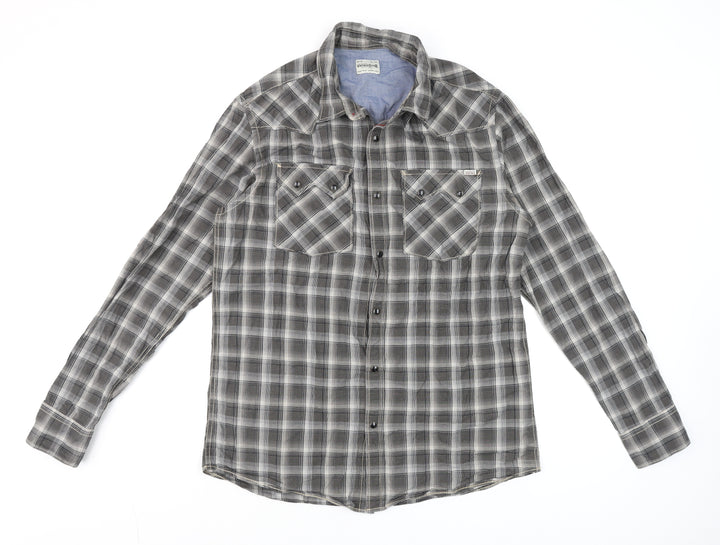 Jack & Jones Vintage Mens Black Check Cotton Long Sleeve Shirt XL