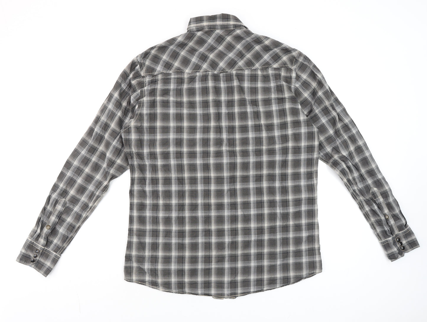 Jack & Jones Vintage Mens Black Check Cotton Long Sleeve Shirt XL