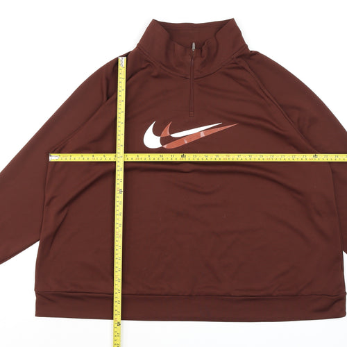 Nike Men's Brown Dri-Fit 1/4 Zip Long Sleeve Pullover Top 2XL