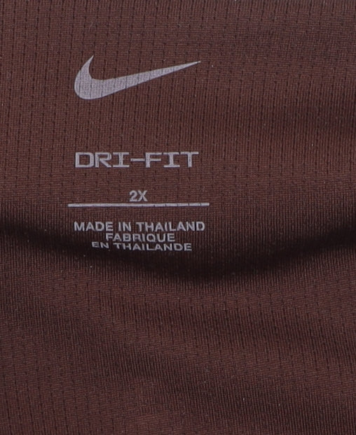 Nike Men's Brown Dri-Fit 1/4 Zip Long Sleeve Pullover Top 2XL