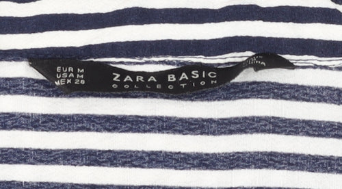 Zara Men Blue Striped Cotton Long Sleeve Button-Up Shirt M