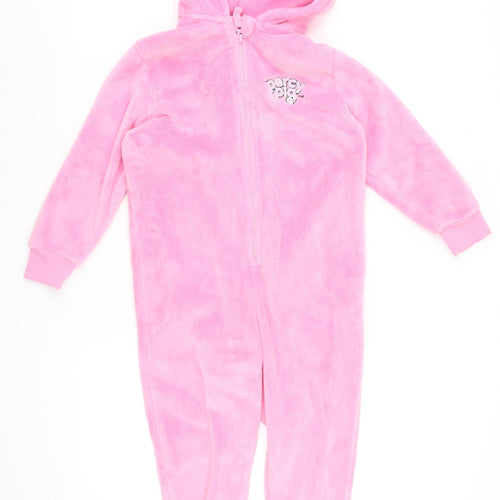 Marks and Spencer Girls Pink Percy Pig Fleece Hooded Onesie 5-6 Years