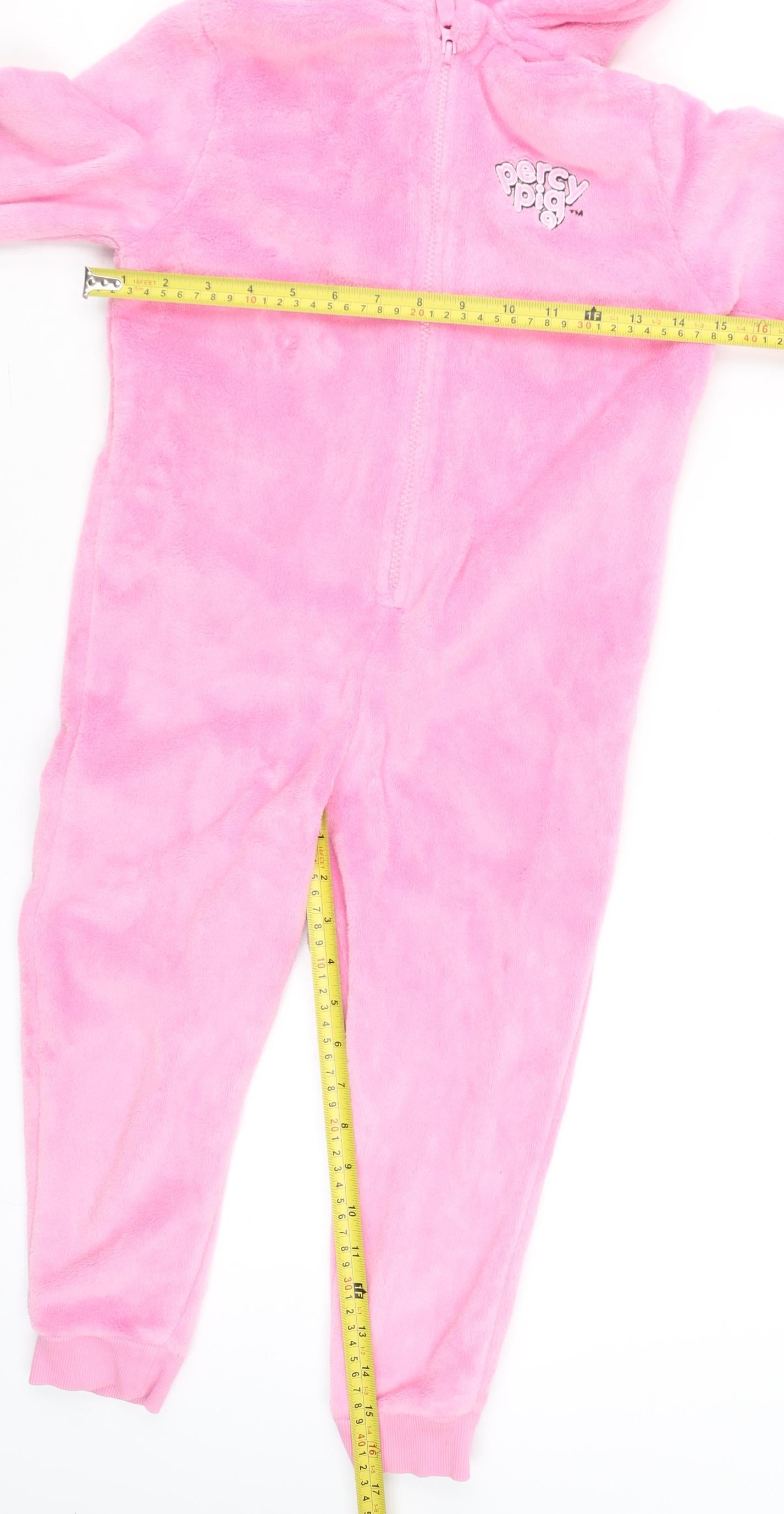 Marks and Spencer Girls Pink Percy Pig Fleece Hooded Onesie 5-6 Years