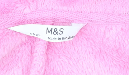 Marks and Spencer Girls Pink Percy Pig Fleece Hooded Onesie 5-6 Years