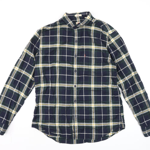 Levi's Men's Blue Slim Fit Checked Long Sleeve Button-Up Shirt Size L