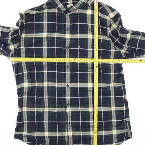 Levi's Men's Blue Slim Fit Checked Long Sleeve Button-Up Shirt Size L