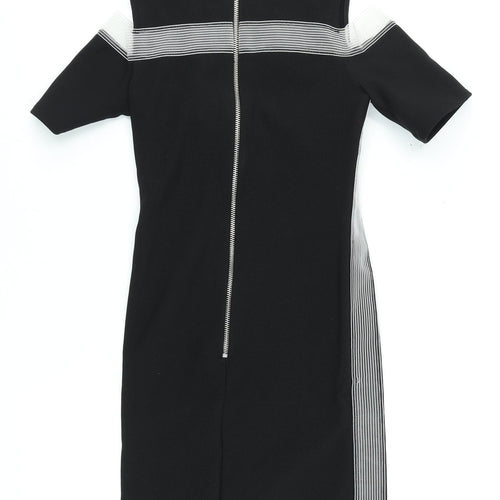 Topshop Women Black Size 8 Bodycon Knee Length Cold Shoulder Dress