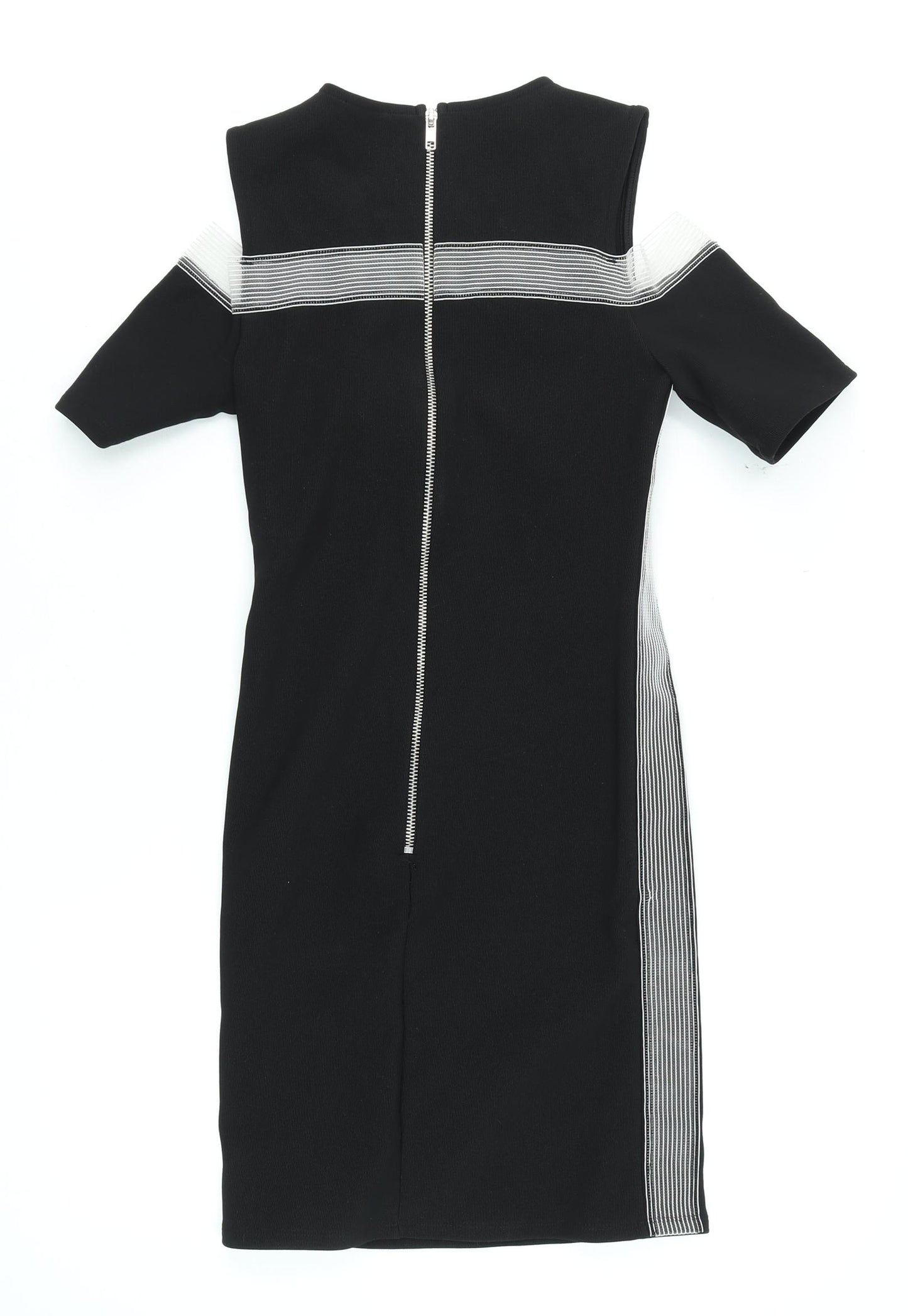Topshop Women Black Size 8 Bodycon Knee Length Cold Shoulder Dress