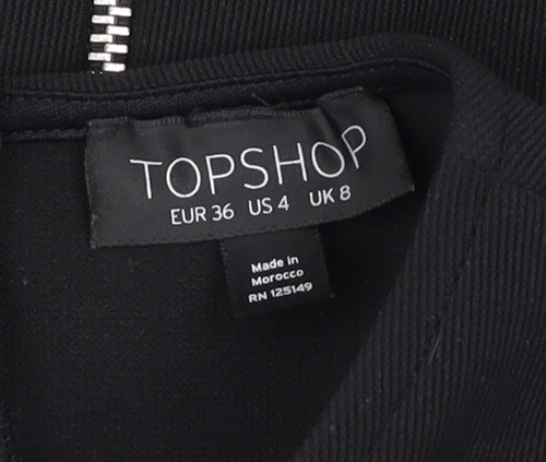 Topshop Women Black Size 8 Bodycon Knee Length Cold Shoulder Dress