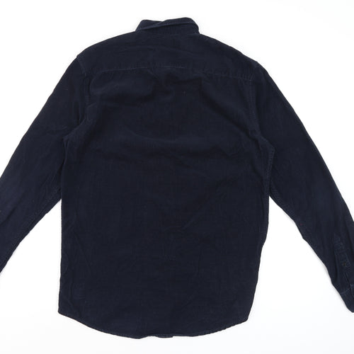 New Look Men Blue Corduroy Button-Down Shirt XS Long Sleeve Casual