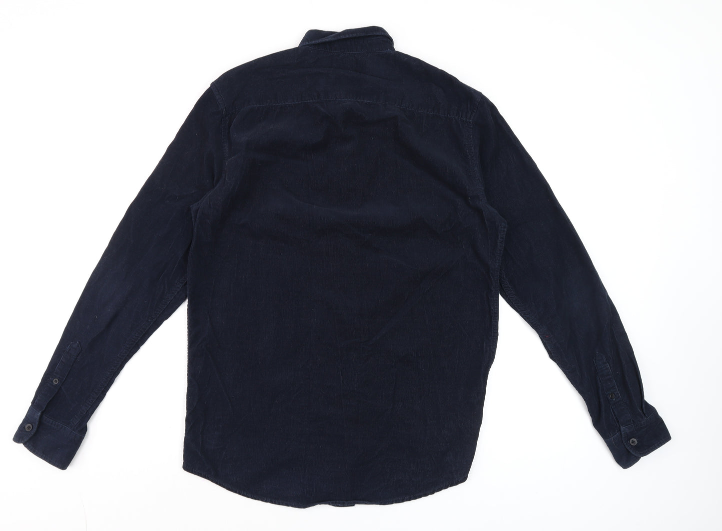 New Look Men Blue Corduroy Button-Down Shirt XS Long Sleeve Casual