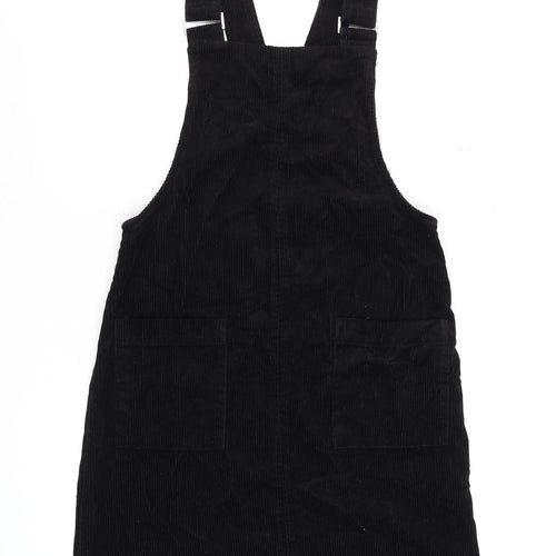 New Look Women's Black Corduroy Pinafore Dress Size 8