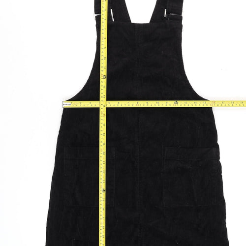 New Look Women's Black Corduroy Pinafore Dress Size 8