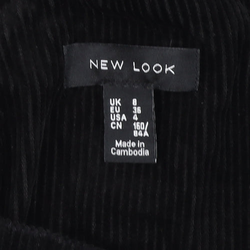 New Look Women's Black Corduroy Pinafore Dress Size 8