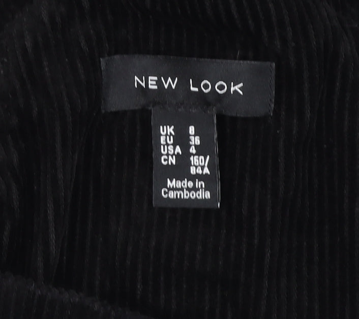 New Look Women's Black Corduroy Pinafore Dress Size 8