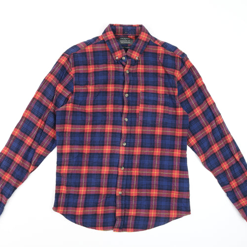Primark Men's Multicoloured Plaid Cotton Long Sleeve Shirt Small Regular Fit
