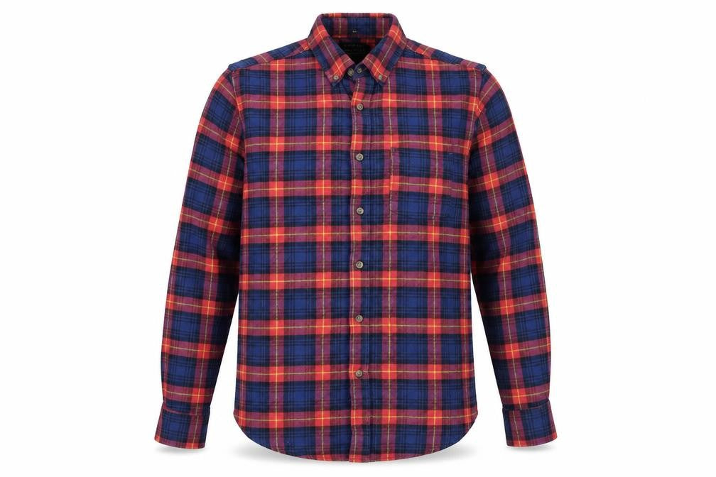 Front view of Primark Men's Multicoloured Plaid Cotton Long Sleeve Shirt Small Regular Fit