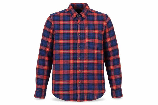Front view of Primark Men's Multicoloured Plaid Cotton Long Sleeve Shirt Small Regular Fit