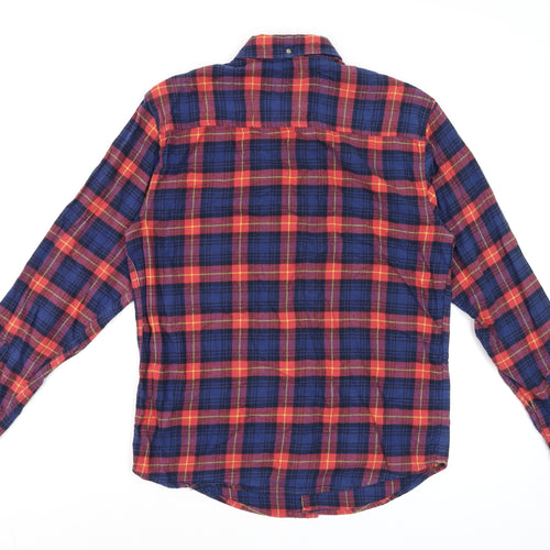 Primark Men's Multicoloured Plaid Cotton Long Sleeve Shirt Small Regular Fit