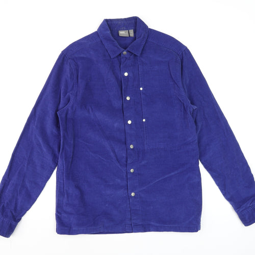 ASOS Men's Blue Corduroy Long Sleeve Button-Up Shirt XS
