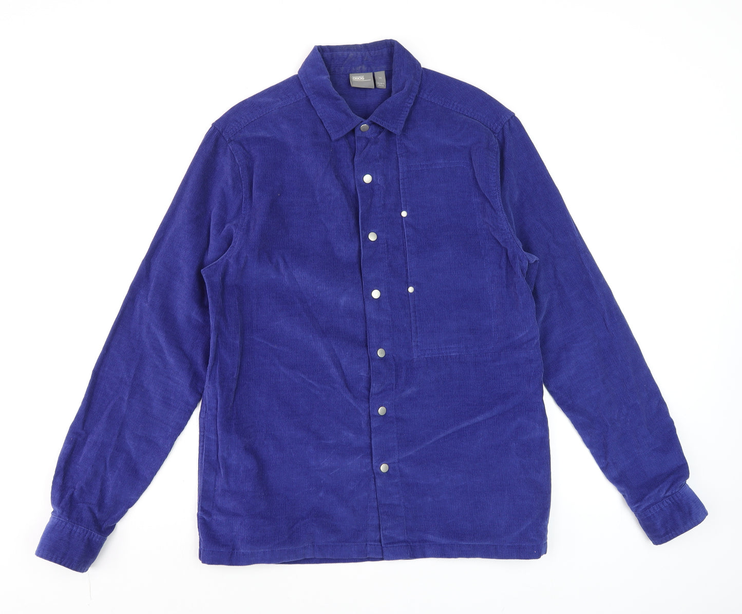 ASOS Men's Blue Corduroy Long Sleeve Button-Up Shirt XS
