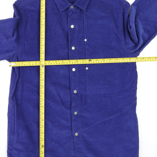 ASOS Men's Blue Corduroy Long Sleeve Button-Up Shirt XS