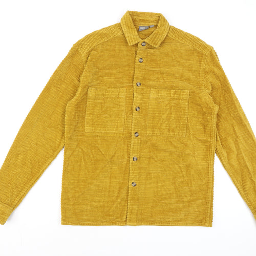 ASOS Men’s Mustard Corduroy Button-Up Shirt 2XS Long Sleeve Cotton