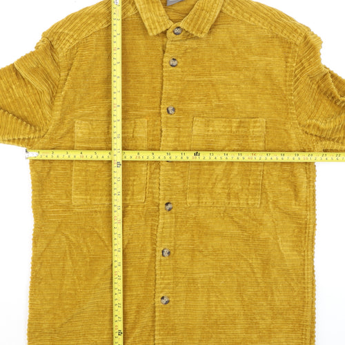 ASOS Men’s Mustard Corduroy Button-Up Shirt 2XS Long Sleeve Cotton