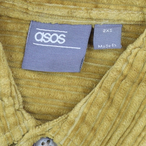 ASOS Men’s Mustard Corduroy Button-Up Shirt 2XS Long Sleeve Cotton