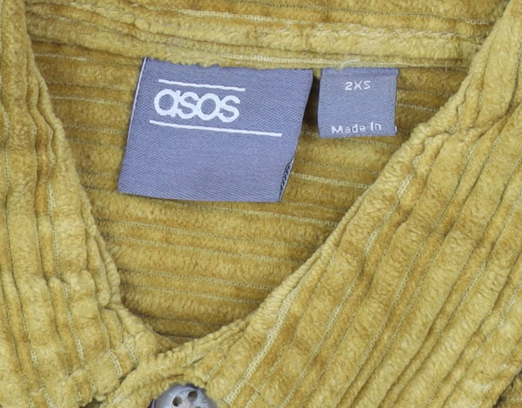 ASOS Men’s Mustard Corduroy Button-Up Shirt 2XS Long Sleeve Cotton