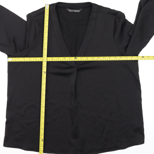 Dunnes Women Black V-Neck Long Sleeve Basic Blouse L