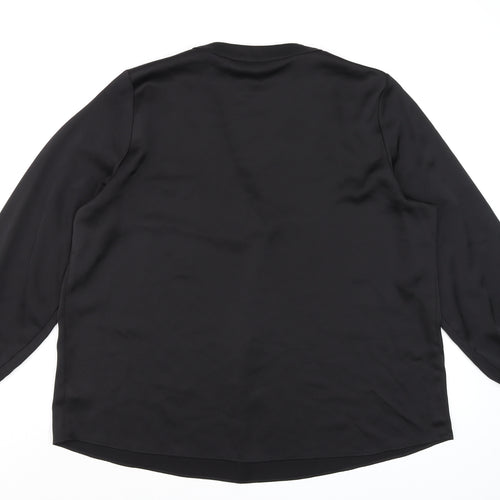 Dunnes Women Black V-Neck Long Sleeve Basic Blouse L